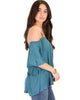 Sway Me Off The Shoulder Teal Strappy Top - Side Image