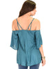 Sway Me Off The Shoulder Teal Strappy Top - Back Image