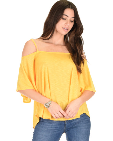 Sway Me Off The Shoulder Yellow Strappy Top