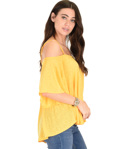 Sway Me Off The Shoulder Yellow Strappy Top