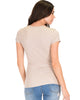 V-Neck Strappy Taupe Ribbed Top - Back Image