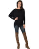 Contemporary Long Sleeve Black Dolman Tunic Top - Full Image