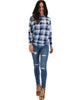 Lyss Loo Basic Instincts Long Sleeve Blue Plaid Dolman Tunic Top - Lyss Loo