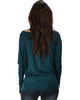 Contemporary Long Sleeve Green Dolman Tunic Top - Back Image