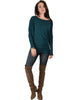 Contemporary Long Sleeve Green Dolman Tunic Top - Full Image