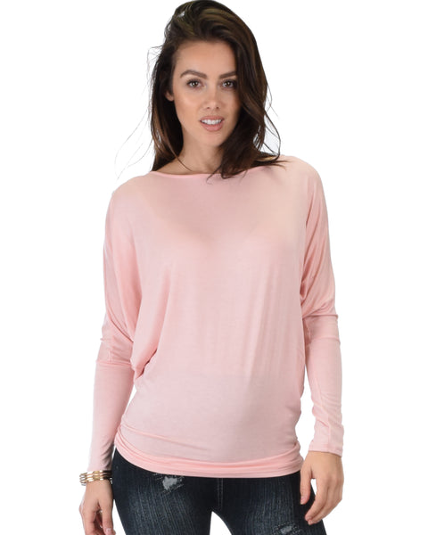 Contemporary Long Sleeve Pink Dolman Tunic Top