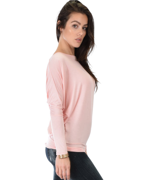 Contemporary Long Sleeve Pink Dolman Tunic Top