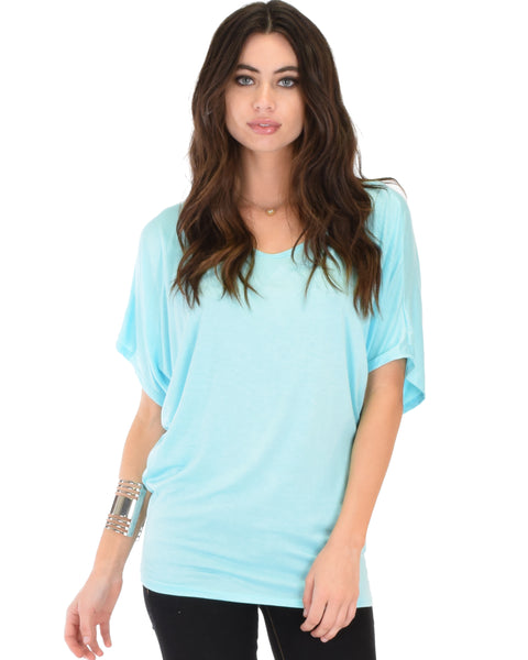 Contemporary Dolman Aqua Tunic Top