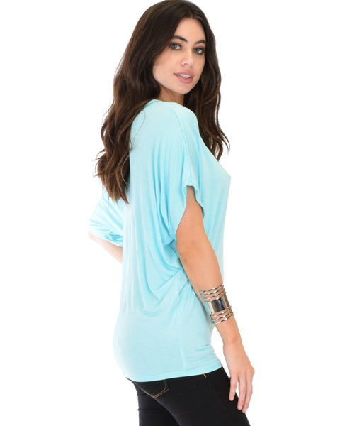 Contemporary Dolman Aqua Tunic Top