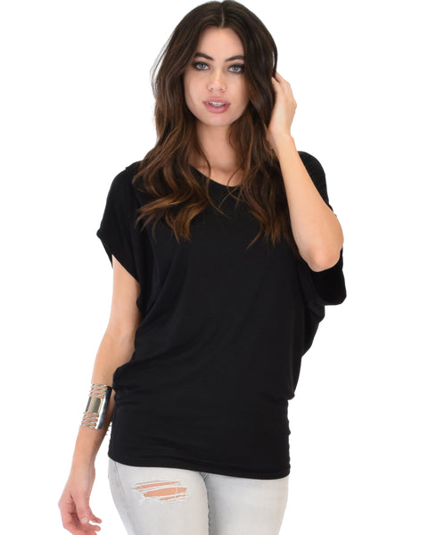 Contemporary Dolman Black Tunic Top