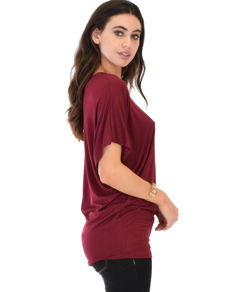 Contemporary Dolman Burgundy Tunic Top