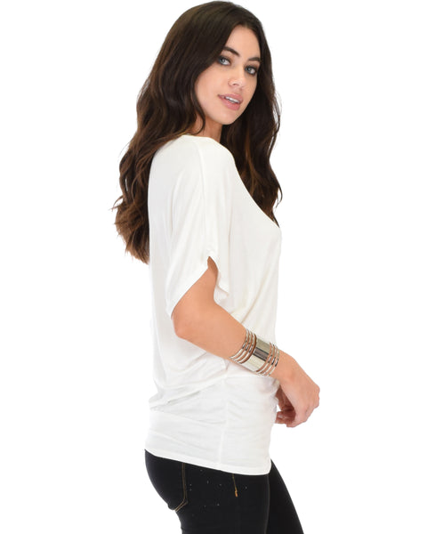 Contemporary Dolman Ivory Tunic Top