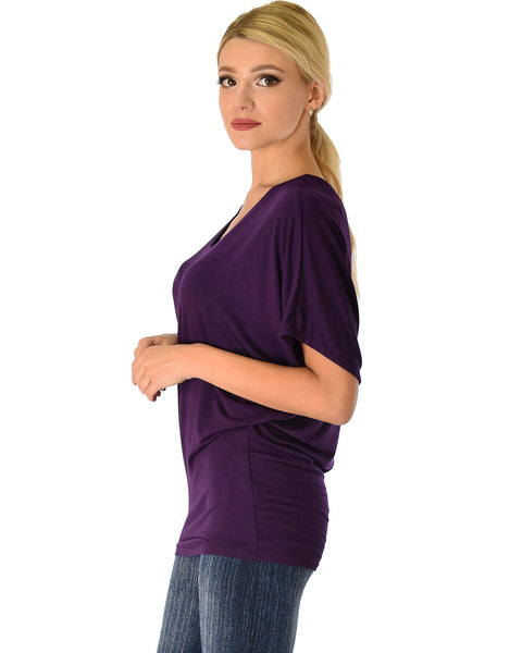 Contemporary Dolman Purple Tunic Top