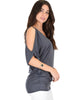 Cold Shoulder Charcoal Slub Dolman Tunic Top - Side Image