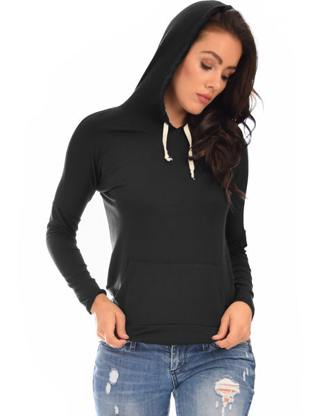 Easy Rider Drawstring Black Hoodie Top