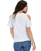 Ribbed Ivory Open Shoulder Top - Back Image