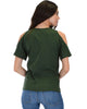 Ribbed Olive Open Shoulder Top - Back Image