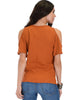 Ribbed Rust Open Shoulder Top - Back Image