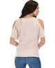 Ribbed Pink Open Shoulder Top - Back Image