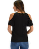 Cold Shoulder Black Slub Tunic Top - Back Image