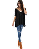 Wide Neck Oversized Black Thermal Top - Lyss Loo