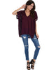 Wide Neck Oversized Burgundy Thermal Top - Lyss Loo