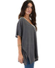 Wide Neck Oversized Charcoal Thermal Top - Lyss Loo