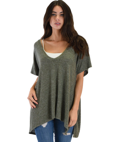 Wide Neck Oversized Olive Thermal Top