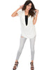 Way Deep Cowl Neck Ivory Tunic Top - Full Image