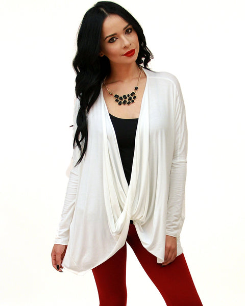 Front Twist Ivory Long Sleeve Top