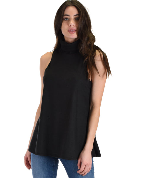 Lyss Loo Black Topanga Sleeveless Turtleneck Top