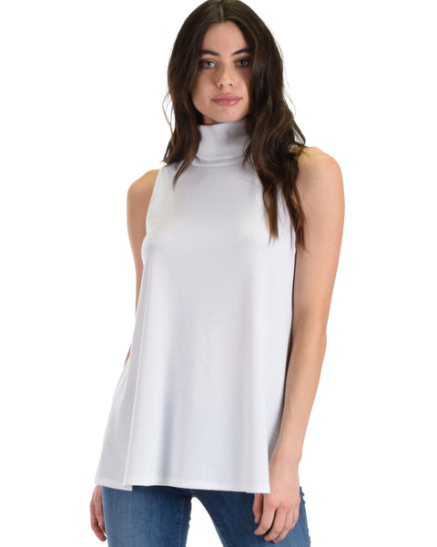 Lyss Loo White Topanga Sleeveless Turtleneck Top