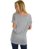 Lyss Loo Deer Heart Cuffed Sleeve Front Tie Grey Tunic Top - Lyss Loo