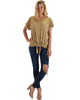 Lyss Loo Deer Heart Cuffed Sleeve Front Tie Taupe Tunic Top - Lyss Loo