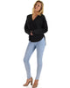 Lyss Loo Work It Out V-neck Hoodie Black Long Sleeve Top - Lyss Loo