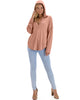 Lyss Loo Work It Out V-neck Hoodie Mauve Long Sleeve Top - Lyss Loo