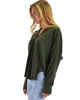 Lyss Loo Work It Out V-neck Hoodie Olive Long Sleeve Top - Lyss Loo