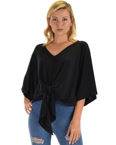 Lyss Loo Sea Day Black Front Tie Top