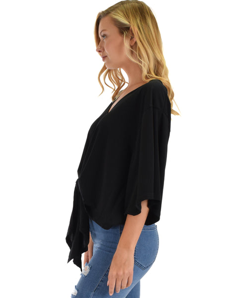 Lyss Loo Sea Day Black Front Tie Top