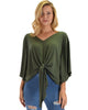 Lyss Loo Sea Day Olive Front Tie Top - Lyss Loo