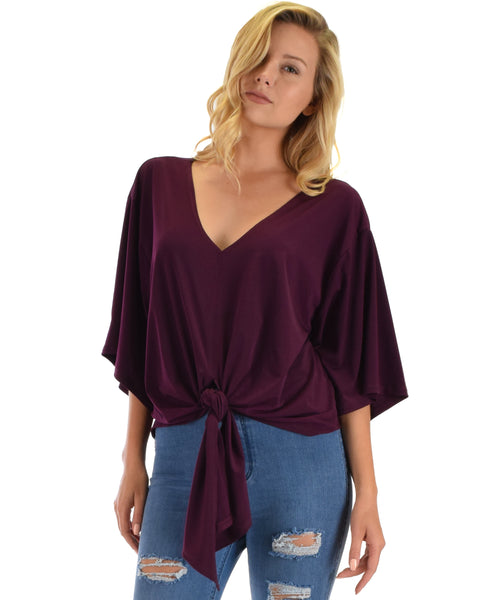 Lyss Loo Sea Day Purple Front Tie Top