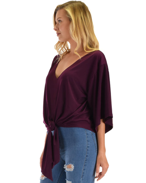 Lyss Loo Sea Day Purple Front Tie Top