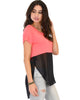 Half & Half Contrast Pink Tunic Top - Side Image