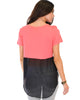 Half & Half Contrast Pink Tunic Top - Back Image