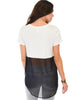 Half & Half Contrast Ivory Tunic Top - Back Image