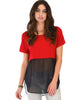 Half & Half Contrast Red Tunic Top - Main Image