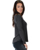 Cut Me Out Cold Shoulder Charcoal Long Sleeve Top - Side Image