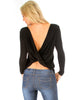 Baby Got Back Twist Long Sleeve Black Top - Main Image