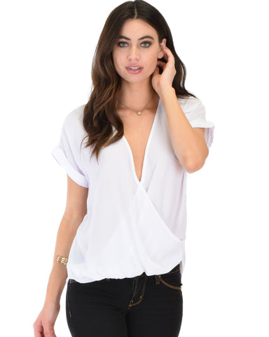 Wrap Star Hi-Low Ivory Blouse Top