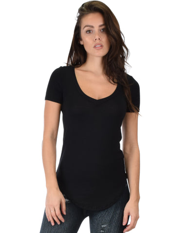 Truly Madly Deep-V Neck Black Tunic Top